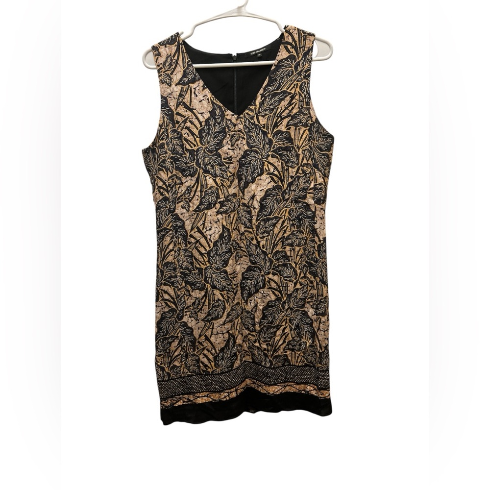 Kobi Halperin Black and Tan Leaf Print Mini Dress